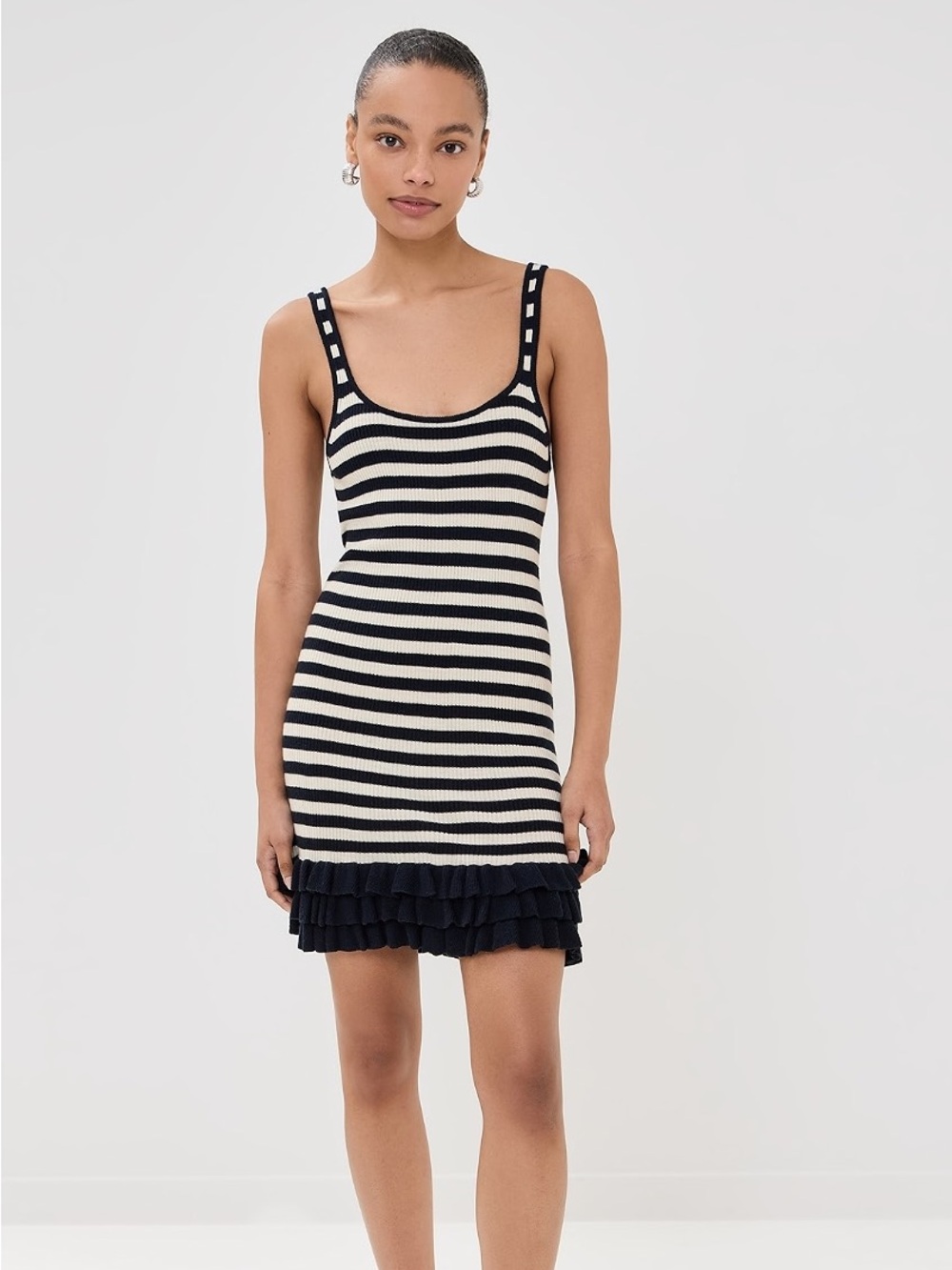 NWT Brandon Maxwell sutter cashmere mini dress in navy and white stripes size S